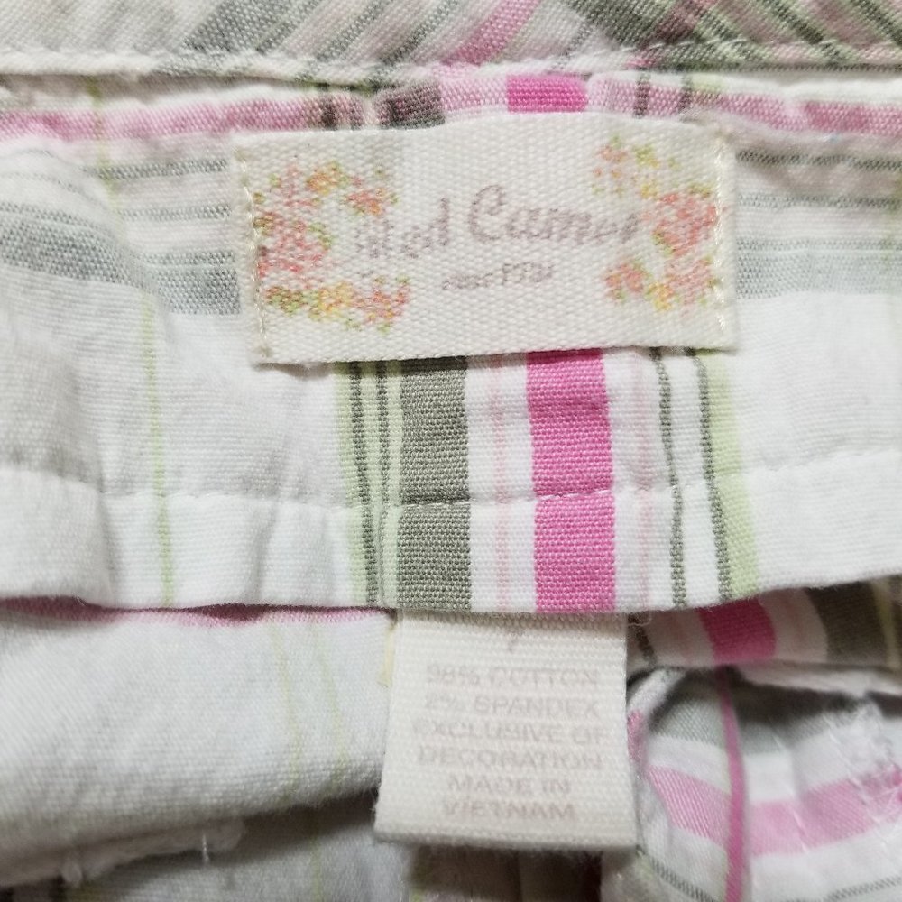 Red Camel shorts 7 madras plaid preppy cuffed buckle cinch low rise stretch Y2K - Picture 13 of 14